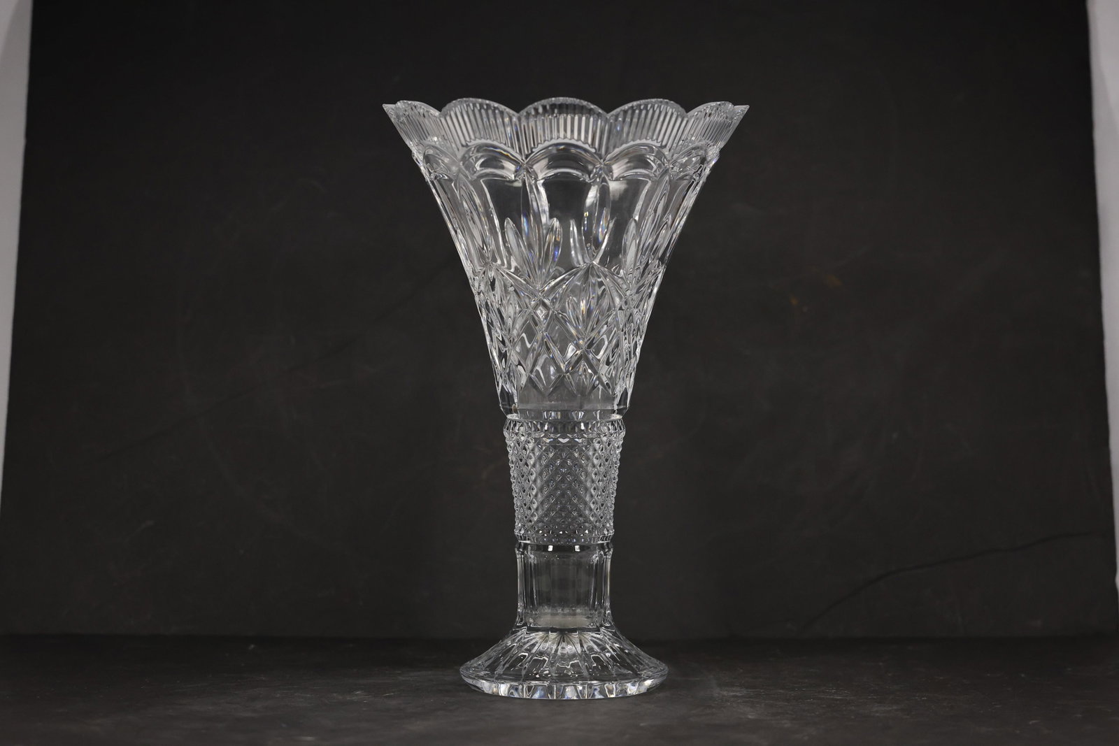 Tall Cut Crystal Floral Form Vase (1 of 13)