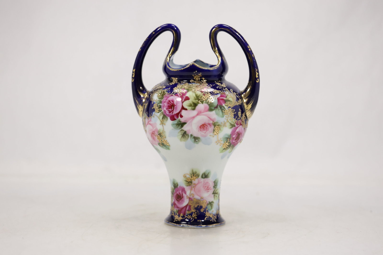 Floral Decorated Art Glass Basket Vase (1 of 17)