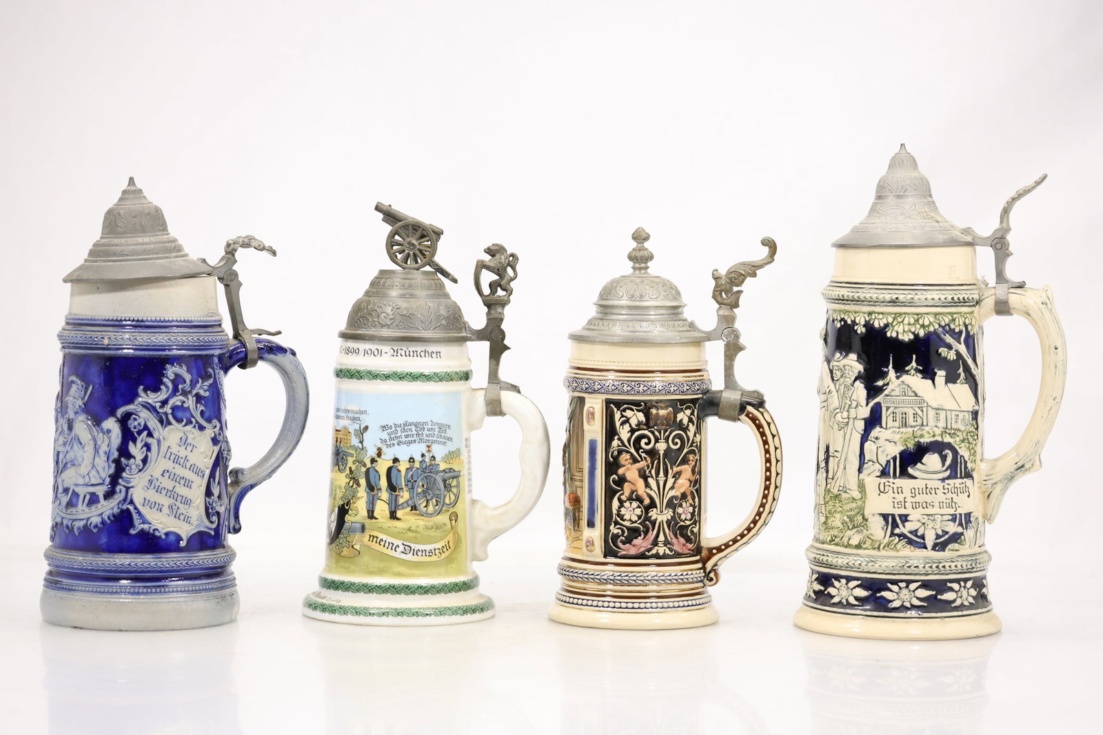 Group of Four German Style Ceramic Beer Steins (1 of 20)
