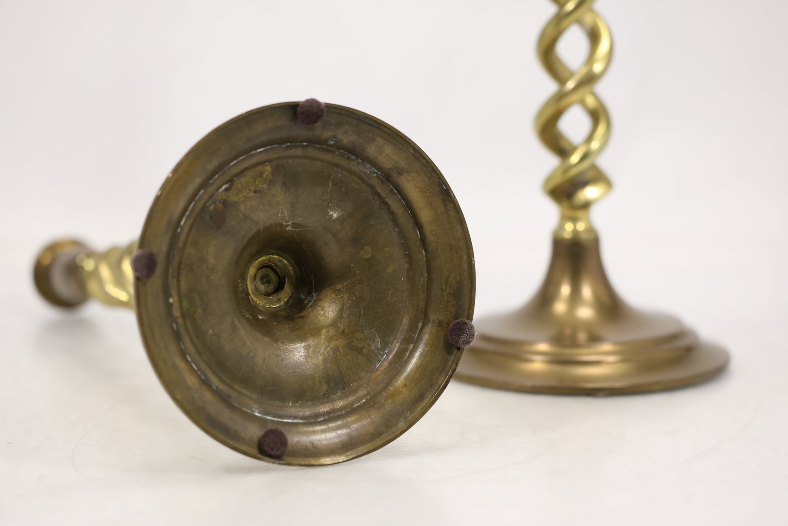 Pair Brass Spiral Stem Candlesticks - 11