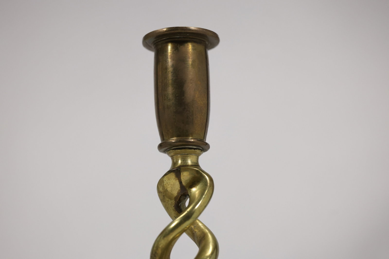 Pair Brass Spiral Stem Candlesticks - 6