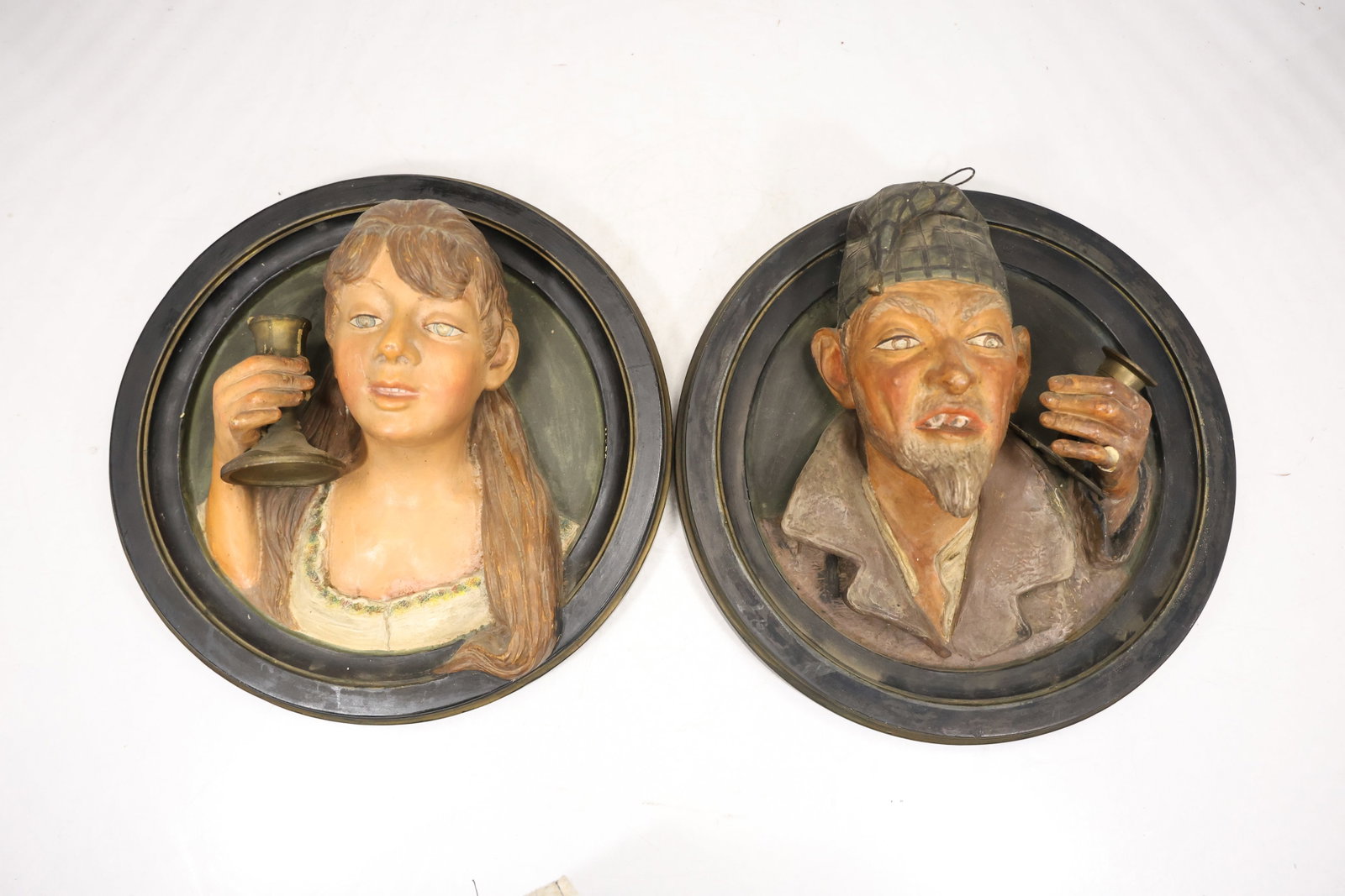 Pair Figural Ceramic Wall Plaques (1 of 11)