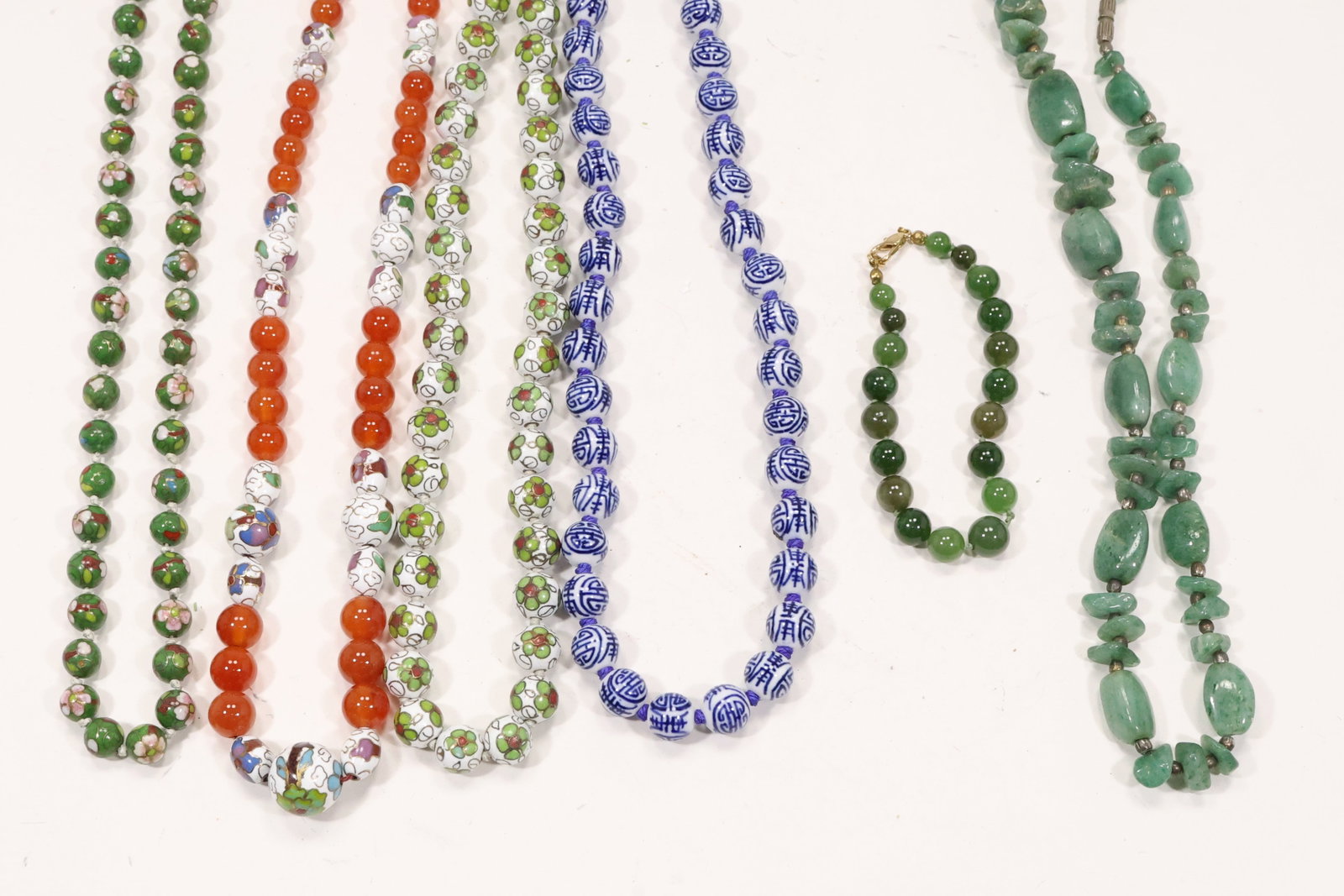Aventurine Jade Carnelian Cloisonne and Chinese Bead Jewelry Group (1 of 16)