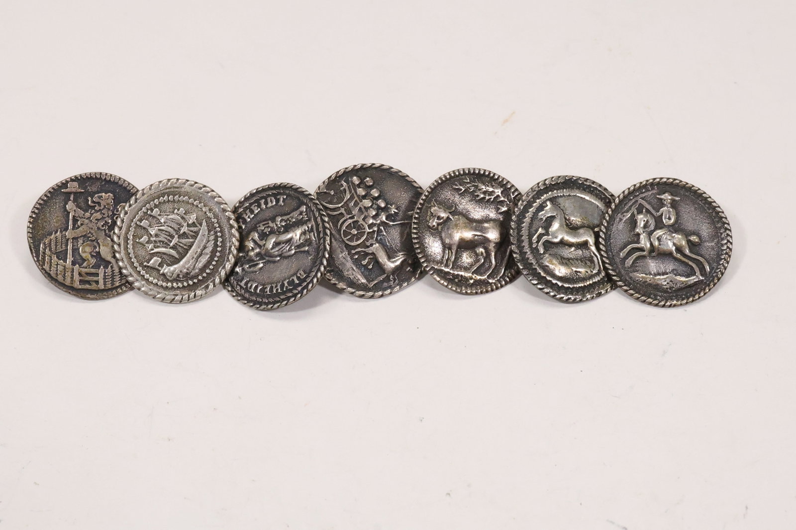 Set of Seven Sterling Silver Figural Buttons (1 of 11)