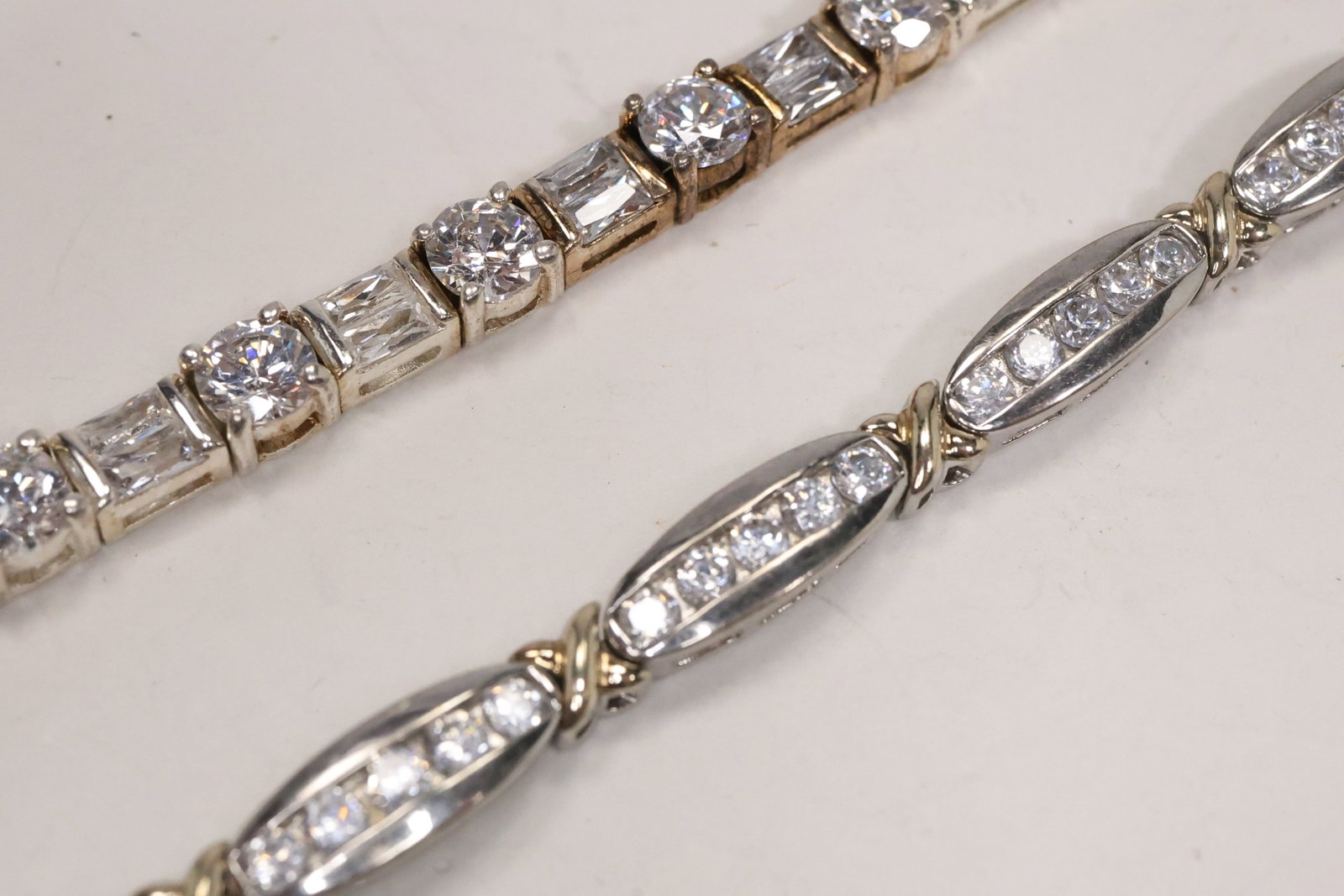 Pair Sterling Silver Cubic Zirconia Tennis Bracelets (1 of 12)
