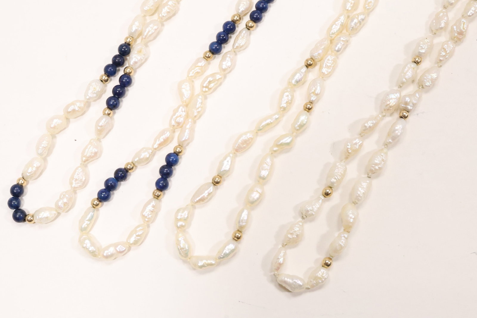 Four Seed Pearl and Lapis Necklaces with 14K Gold Beads (1 of 10)