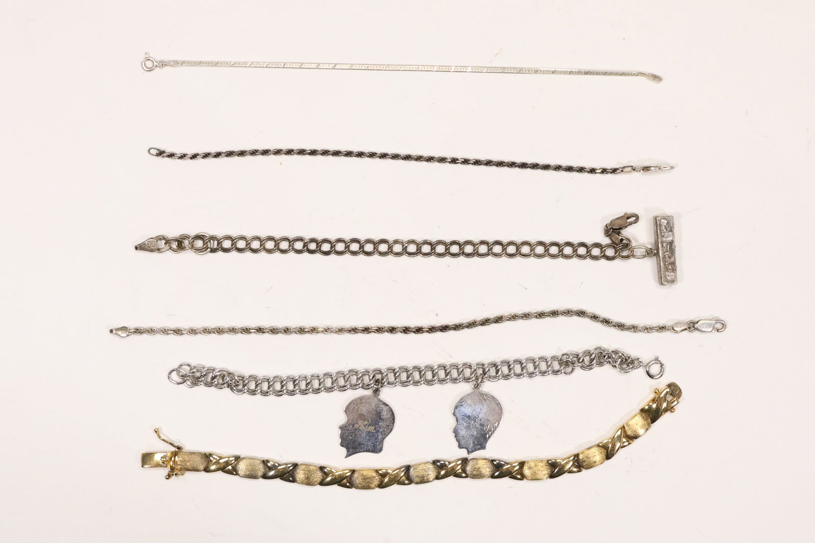 Six Sterling Silver Chain and Charm Bracelets (1 of 11)