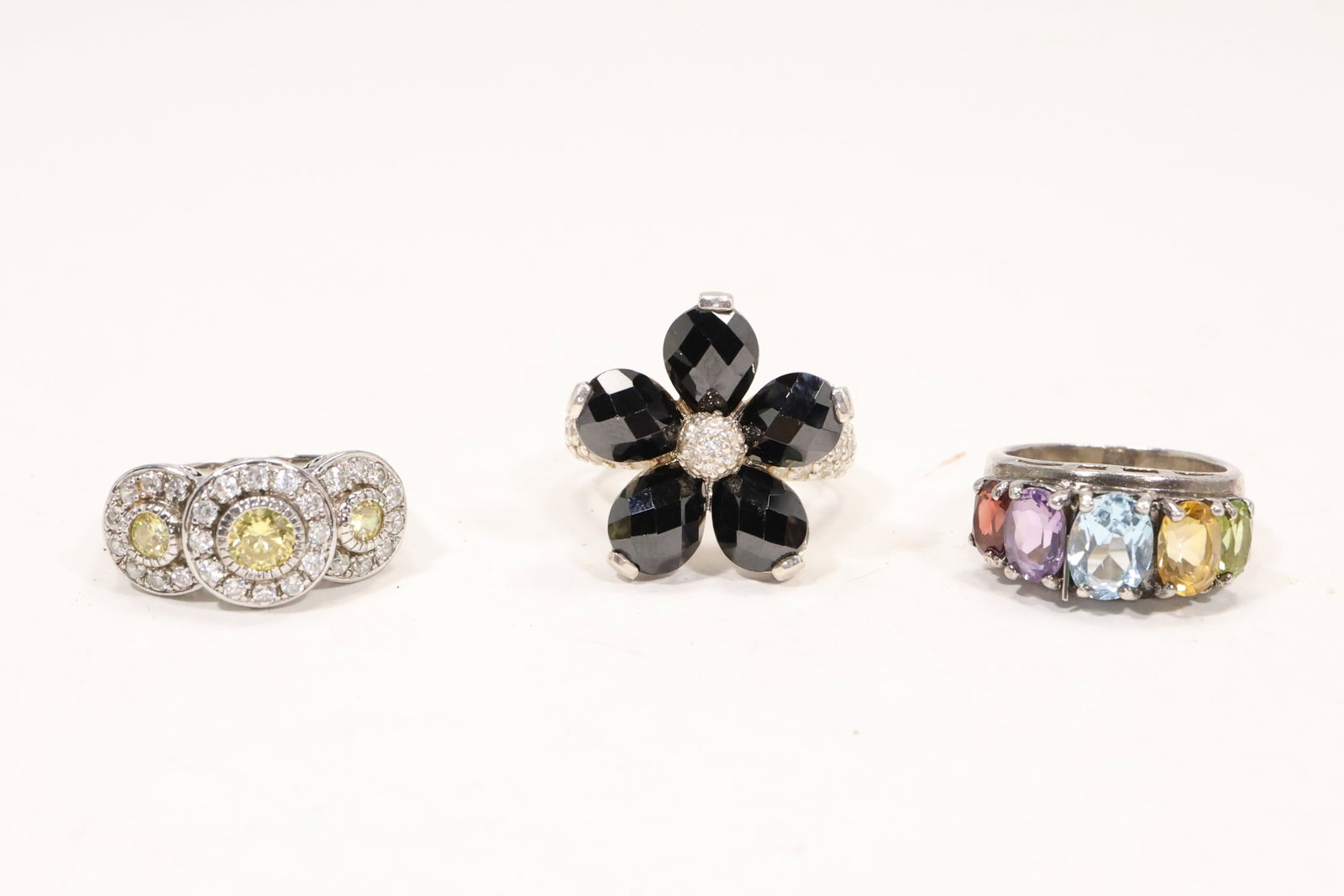 Three Sterling Silver Multigem and Onyx Rings (1 of 18)