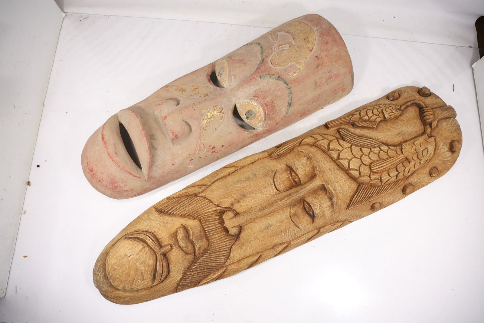 Pair Large Carved Wood Tiki Wall Masks (1 of 20)