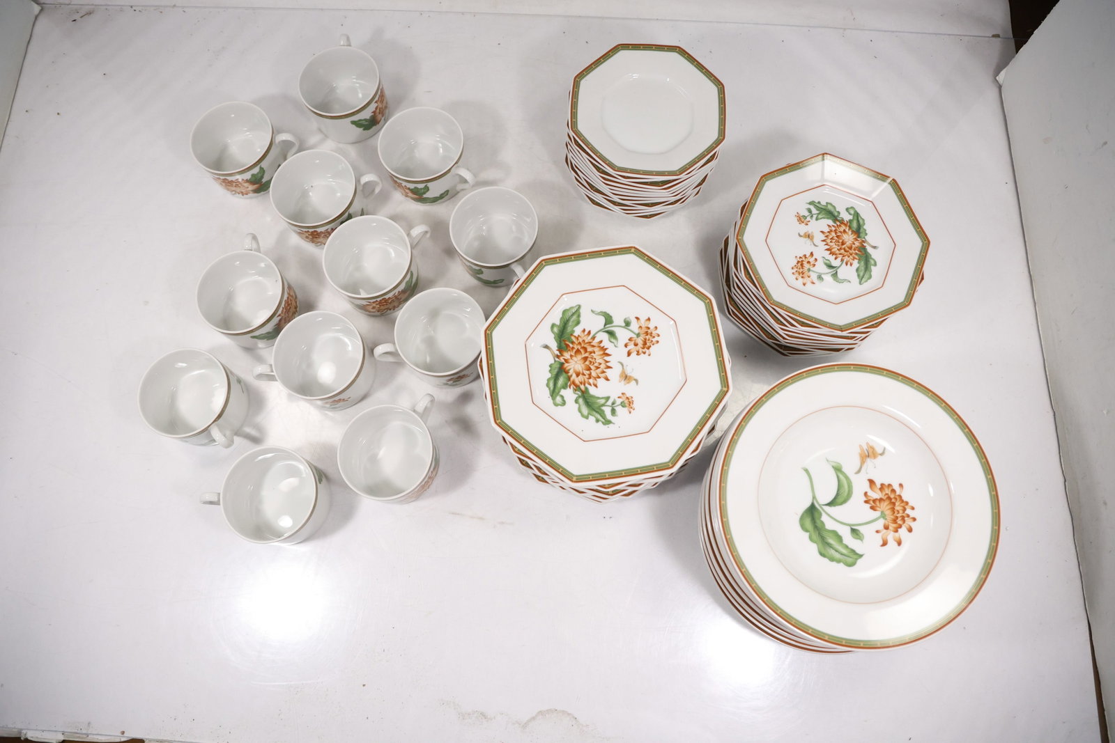 Orange Floral Ceramic Dinnerware Service for Twelve (1 of 13)