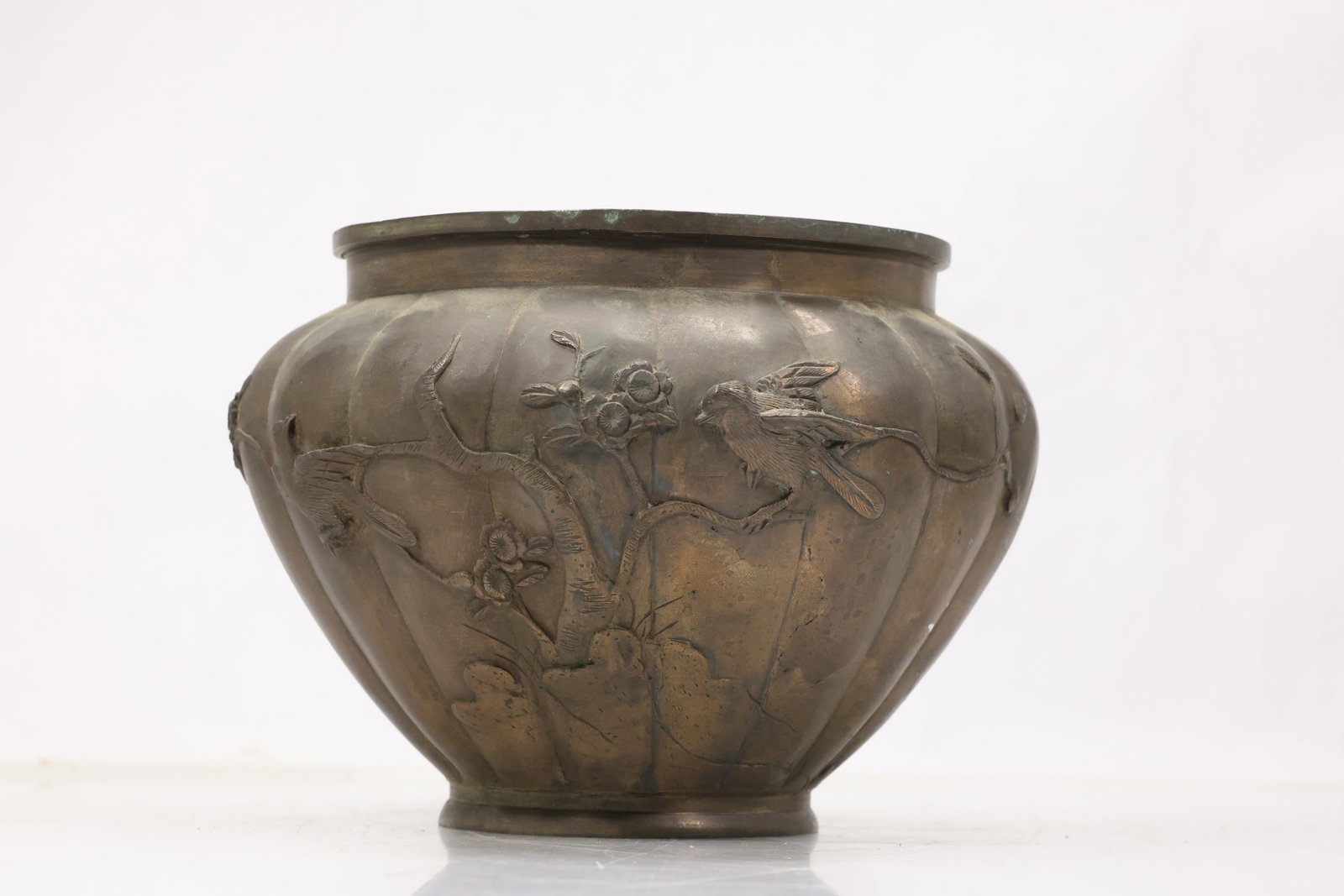 Embossed Brass Floral Jardiniere Bowl (1 of 16)