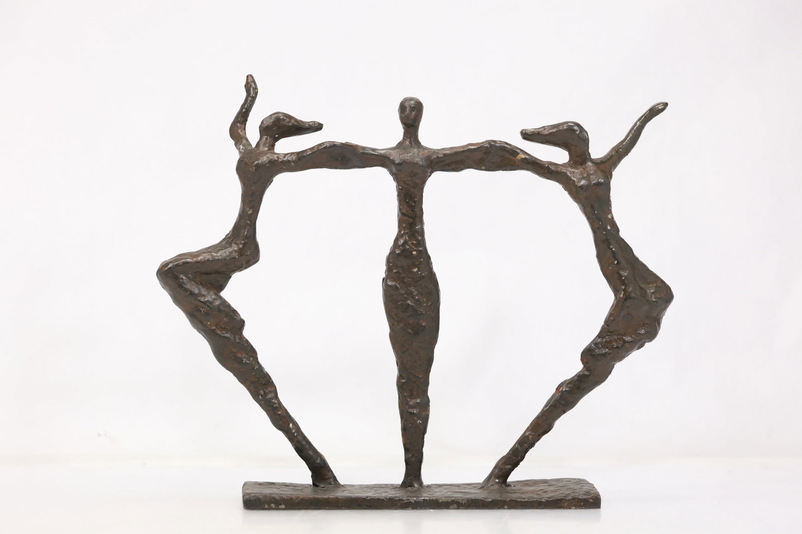 Modernist Bronze Tone Three Figure Sculpture (1 of 11)