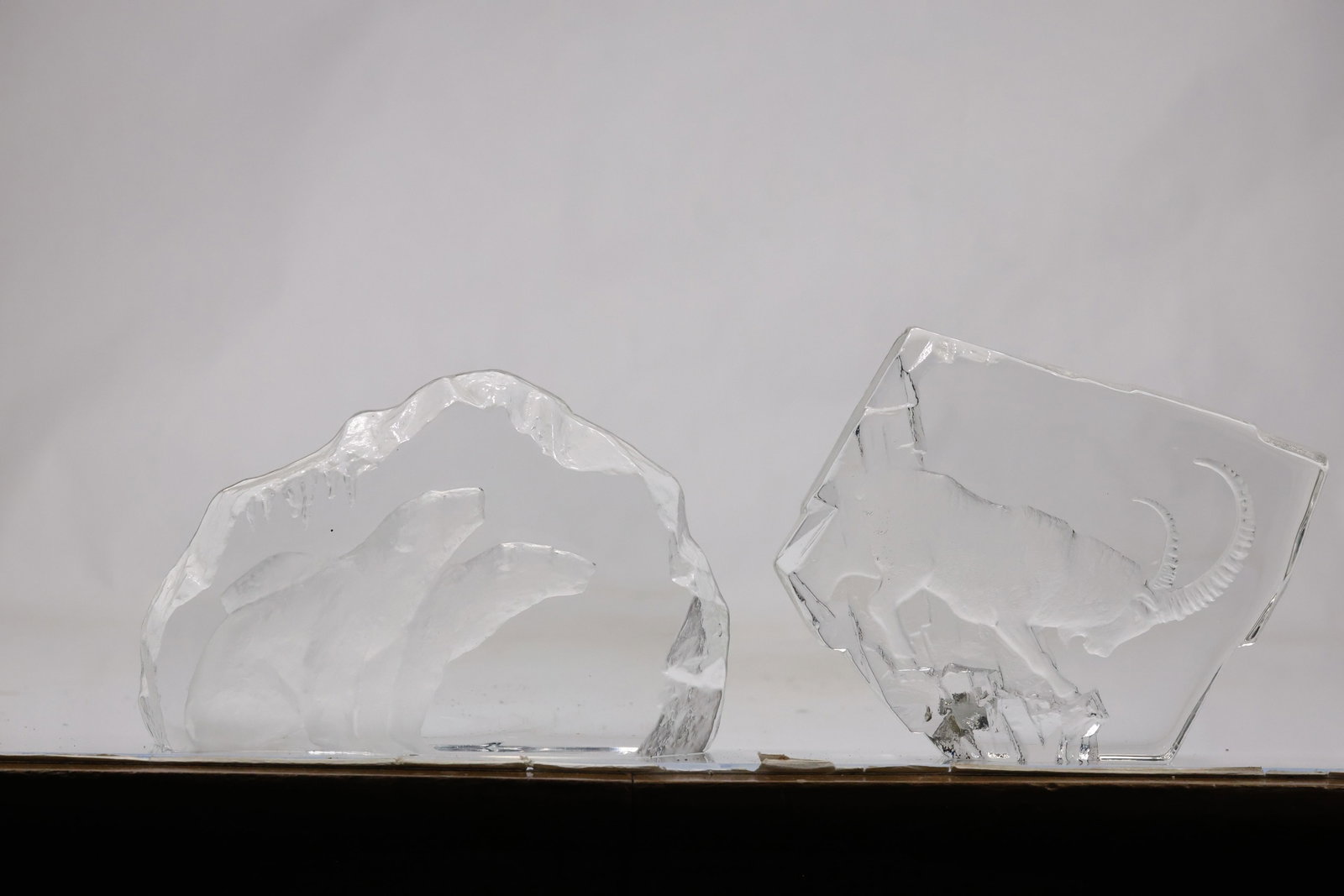 Engraved Crystal Polar Bear and Mountain Sculpture (1 of 10)