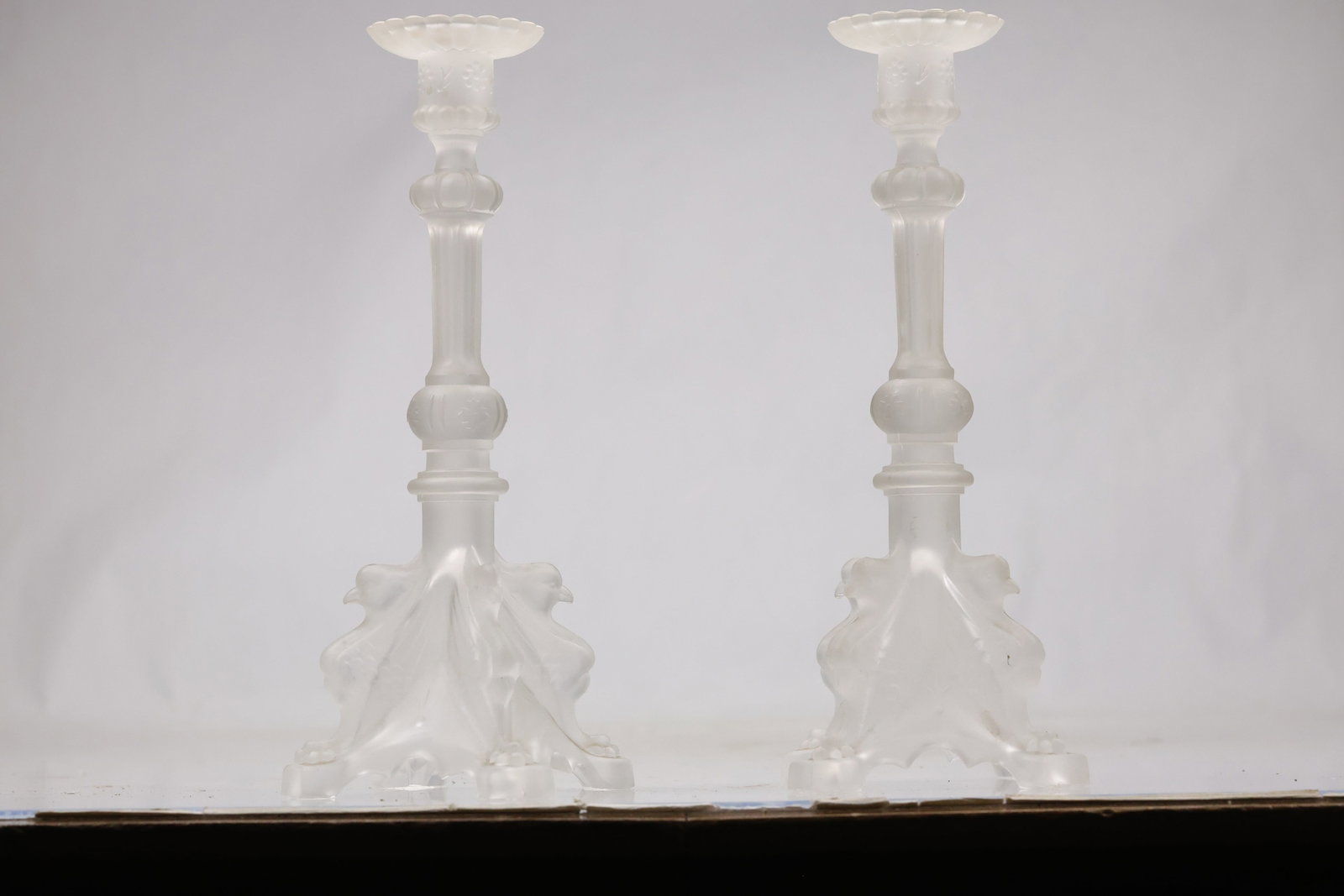 Pair Frosted Crystal Figural Candlesticks (1 of 11)