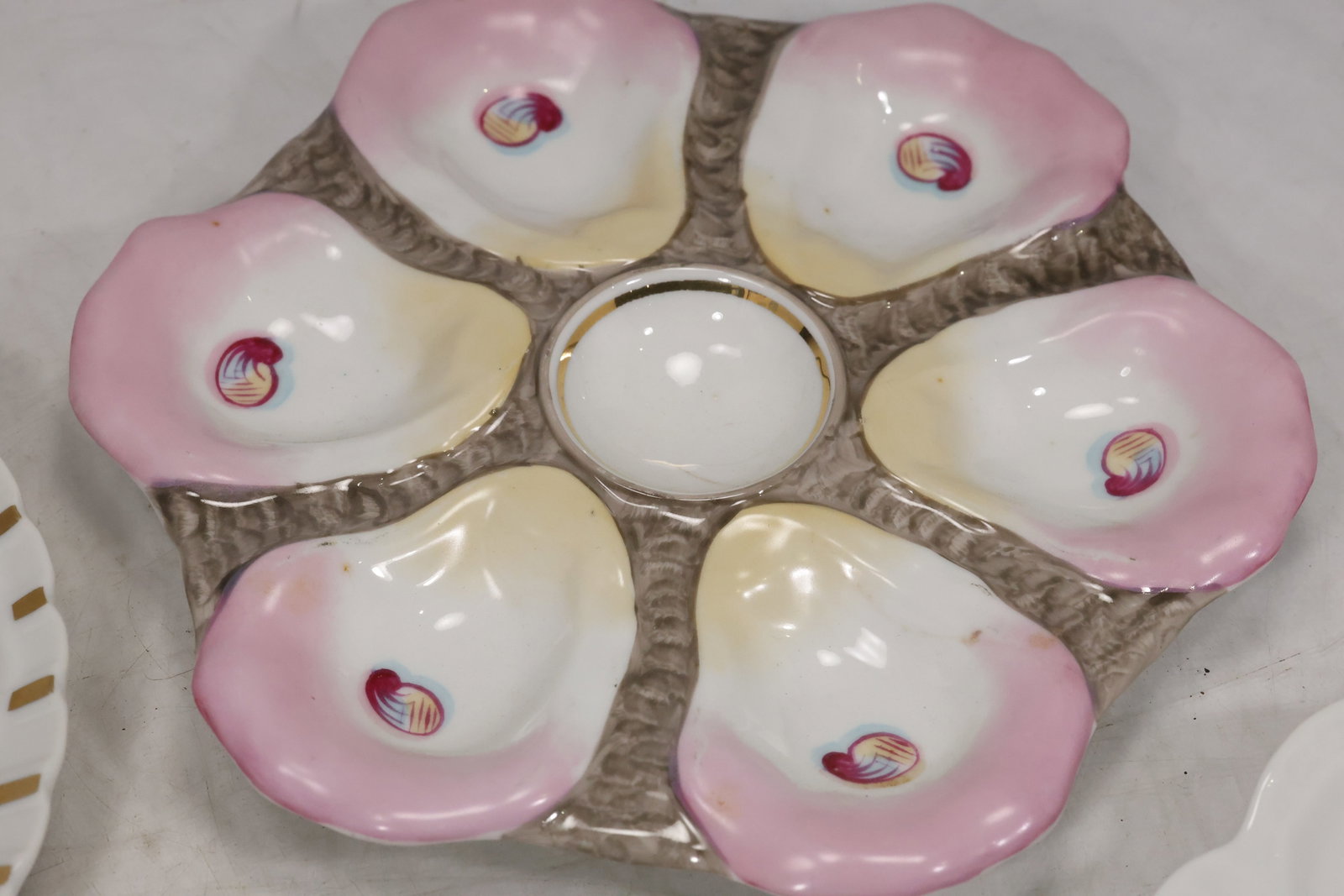 Five Floral Porcelain Deviled Egg Plates - 10