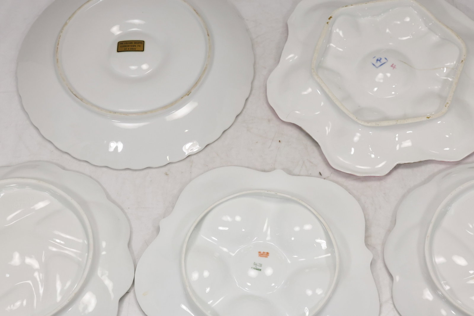 Five Floral Porcelain Deviled Egg Plates - 11