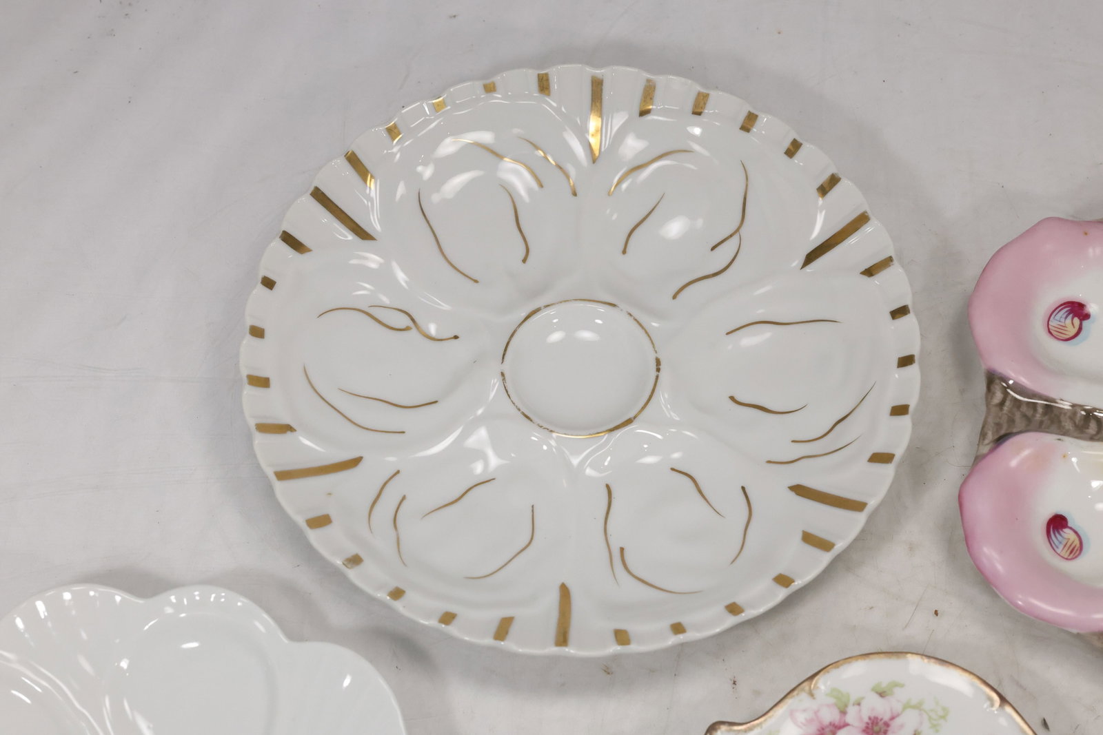 Five Floral Porcelain Deviled Egg Plates - 2