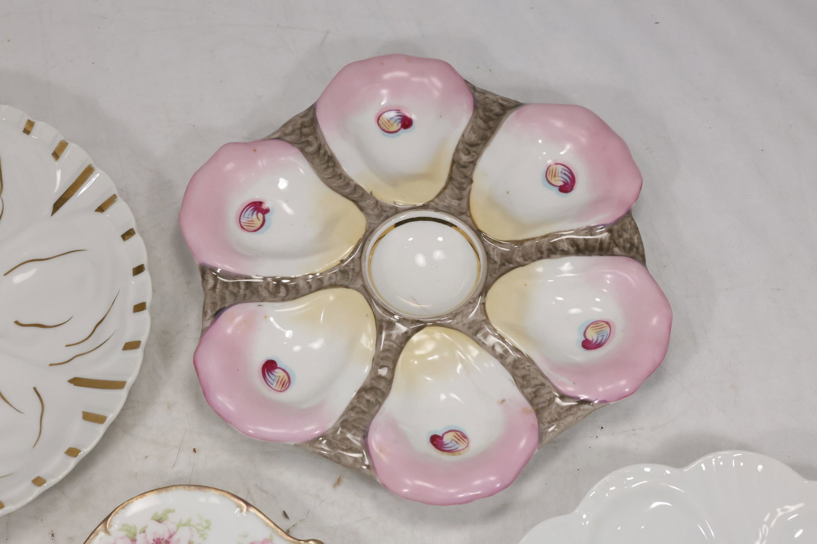 Five Floral Porcelain Deviled Egg Plates - 3