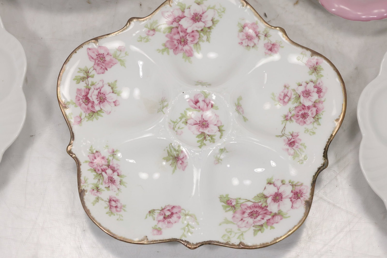 Five Floral Porcelain Deviled Egg Plates - 5
