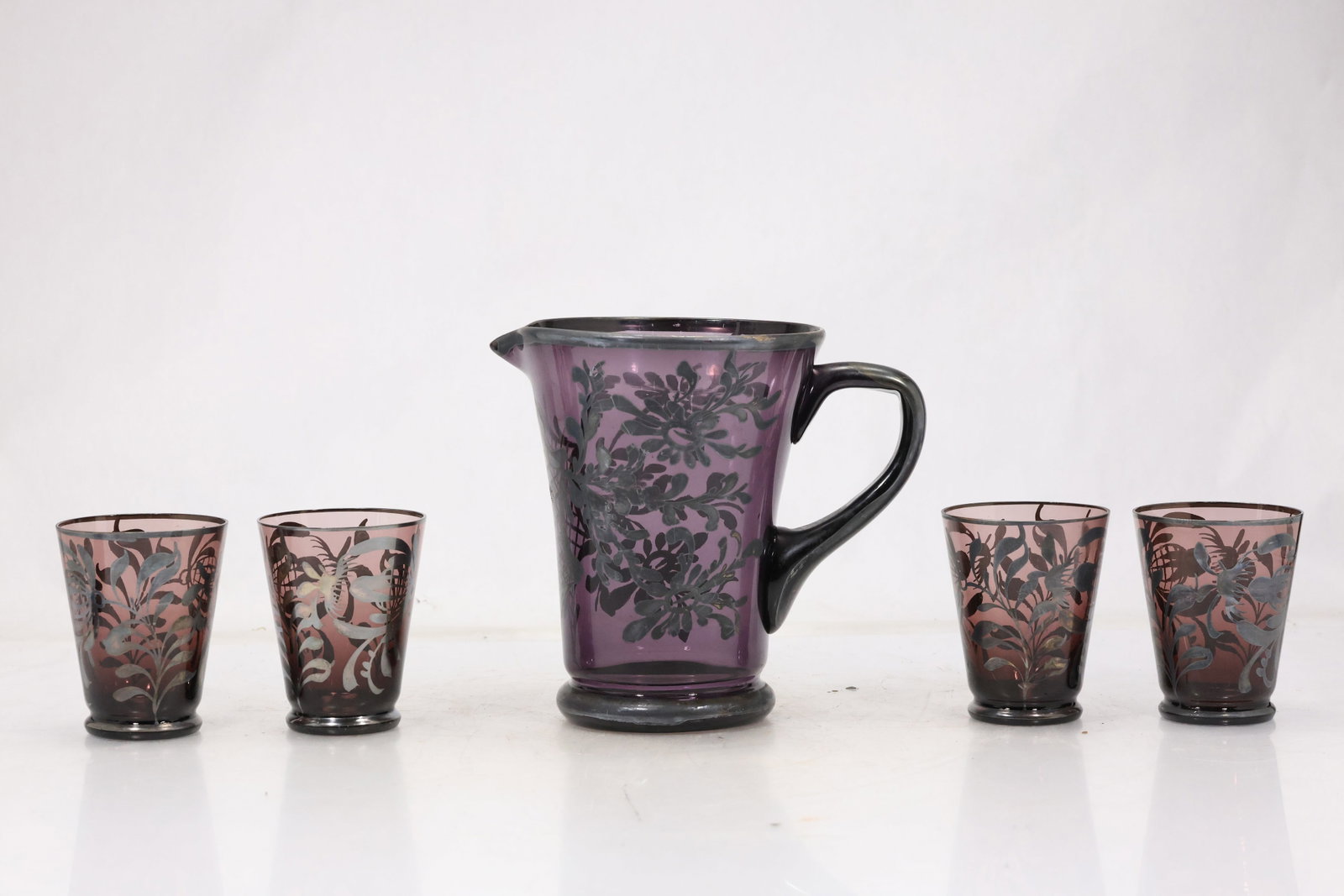 Purple Pressed Glass Pitcher and Four Tumblers (1 of 12)