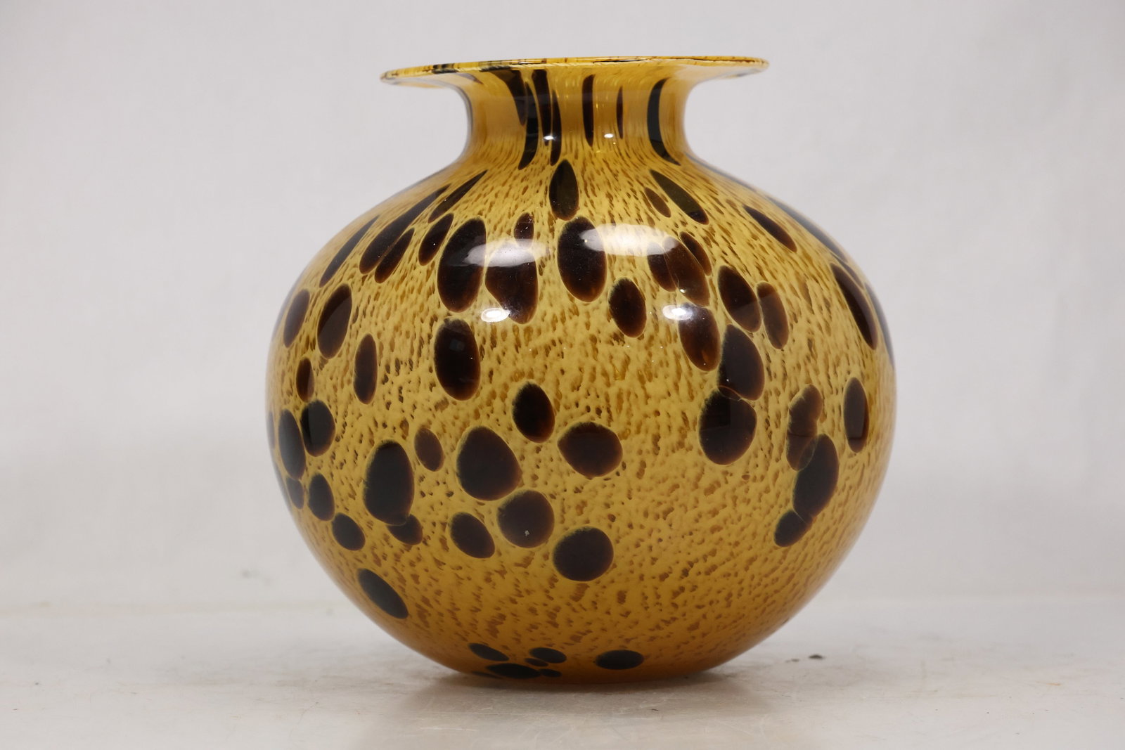 Amber and Black Spotted Art Glass Vase (1 of 14)