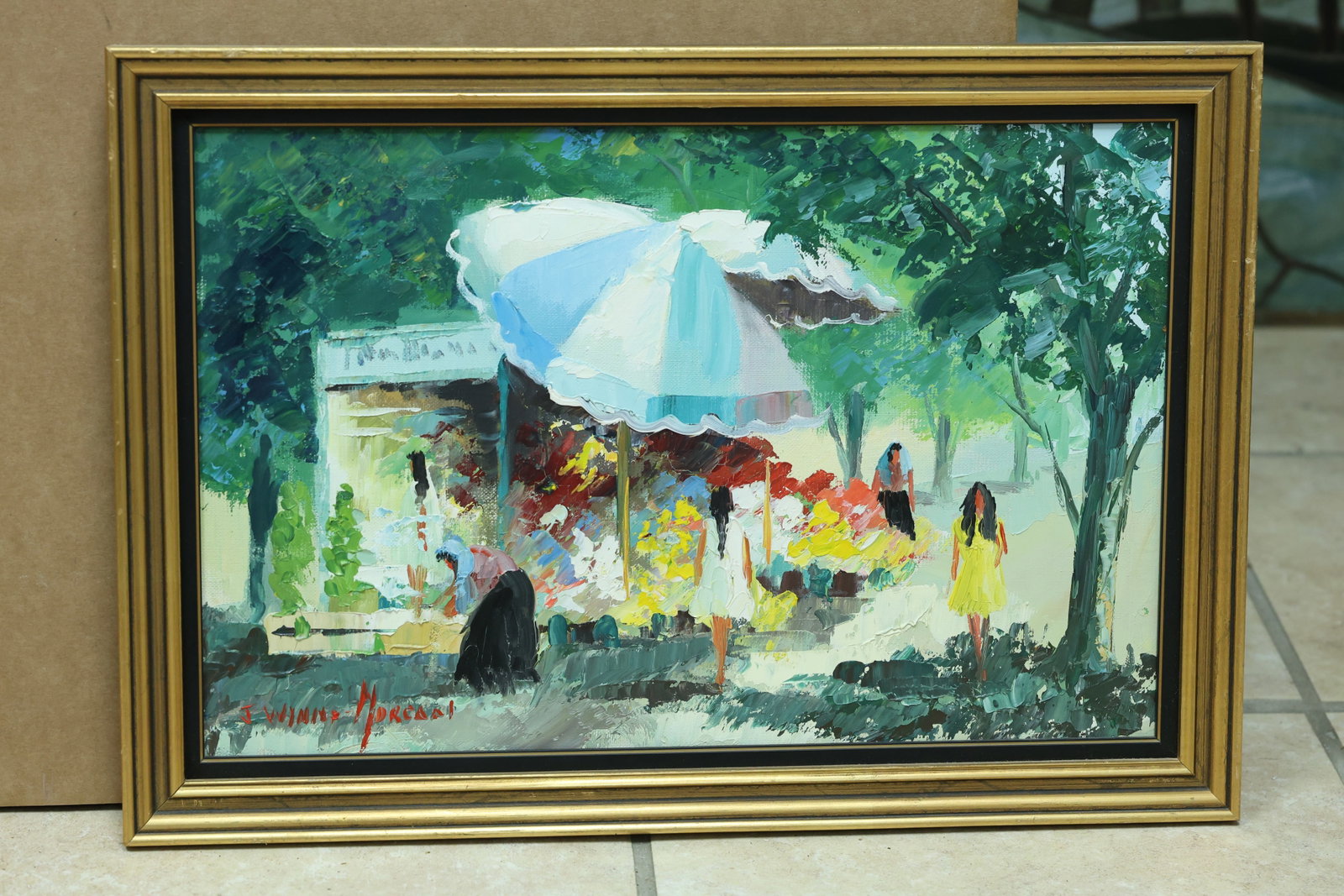 J Wynne-Morgan Woman at Flower Market Impasto Painting (1 of 14)