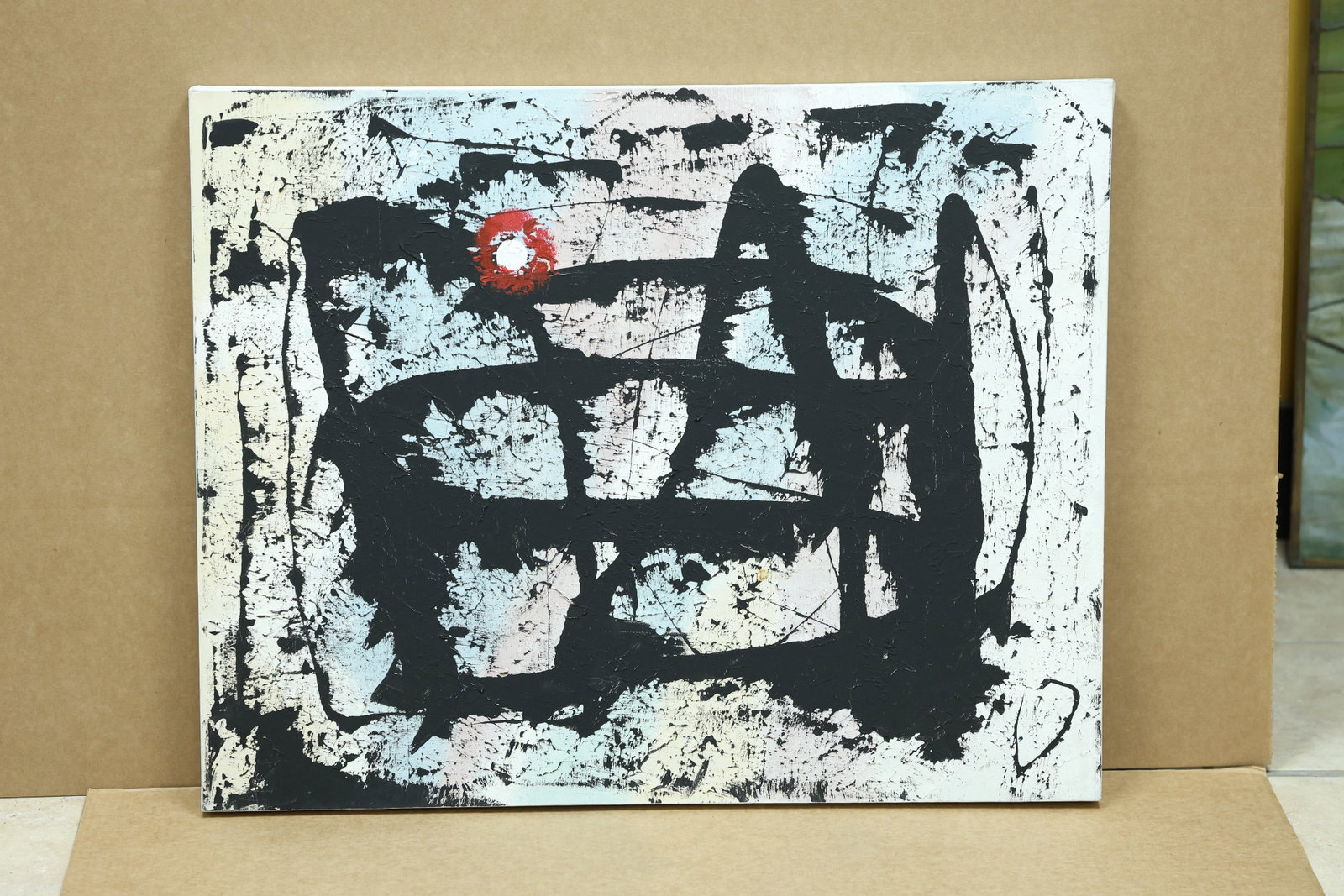 D Sakelson Black White and Red Abstract Painting (1 of 15)