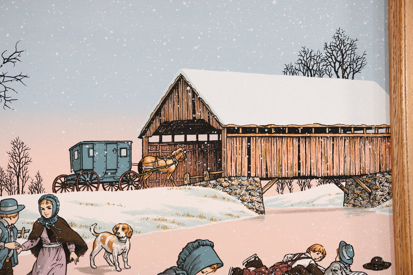 Signed C Carson Amish Winter Serigraph Print - 6