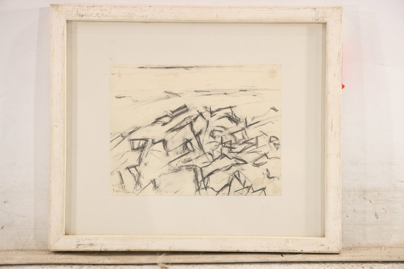 Lon Clark “Wrecks at Lobster Cove Pt.?? Drawing, 1964: Drawing on paper depicting wreckage at Lobster Cove Point. Reverse label identifies Lon Clark and the title “Wrecks at Lobster Cove Pt.” Handwritten reverse inscription reads Monhegan, Fall