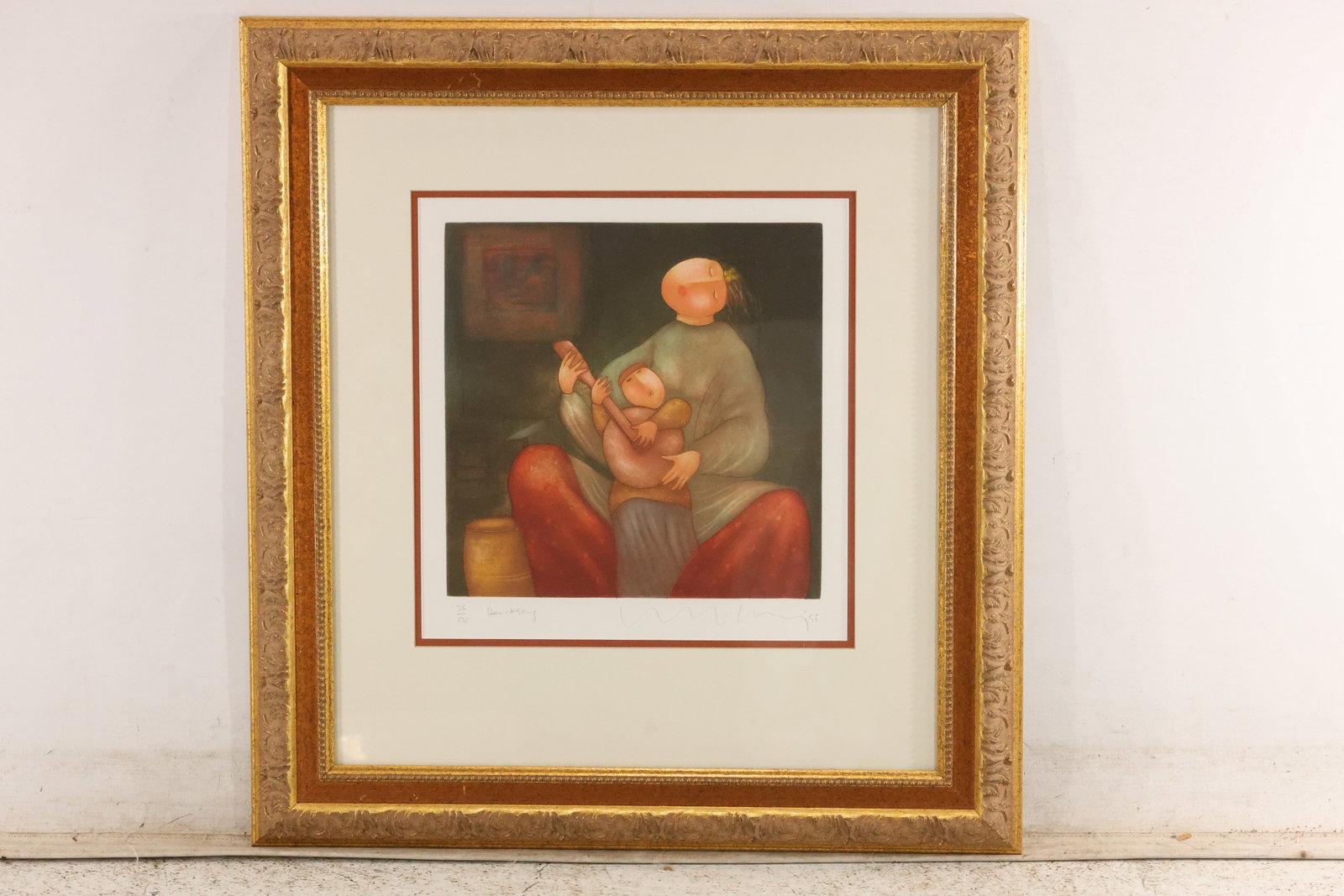 “Heartsong?? Signed Limited Edition Musicians Print, 26/175: Musicians print titled “Heartsong” in pencil below the image. Pencil signed and numbered 26/175. Matted and framed. Artwork measures 14 x 13 inches. Outside frame measures 24 x 26 inches. **Pi