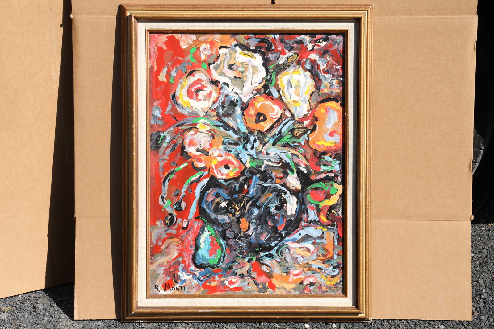 Rocco Monticolo (R. Monti) Flowers in a Dark Vase Painting (1 of 7)