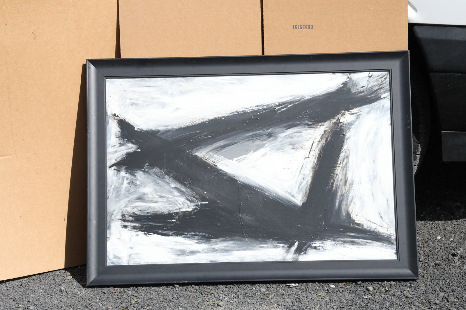 Thomas Pulgini Horizontal Black-and-White Abstraction Painting (1 of 6)