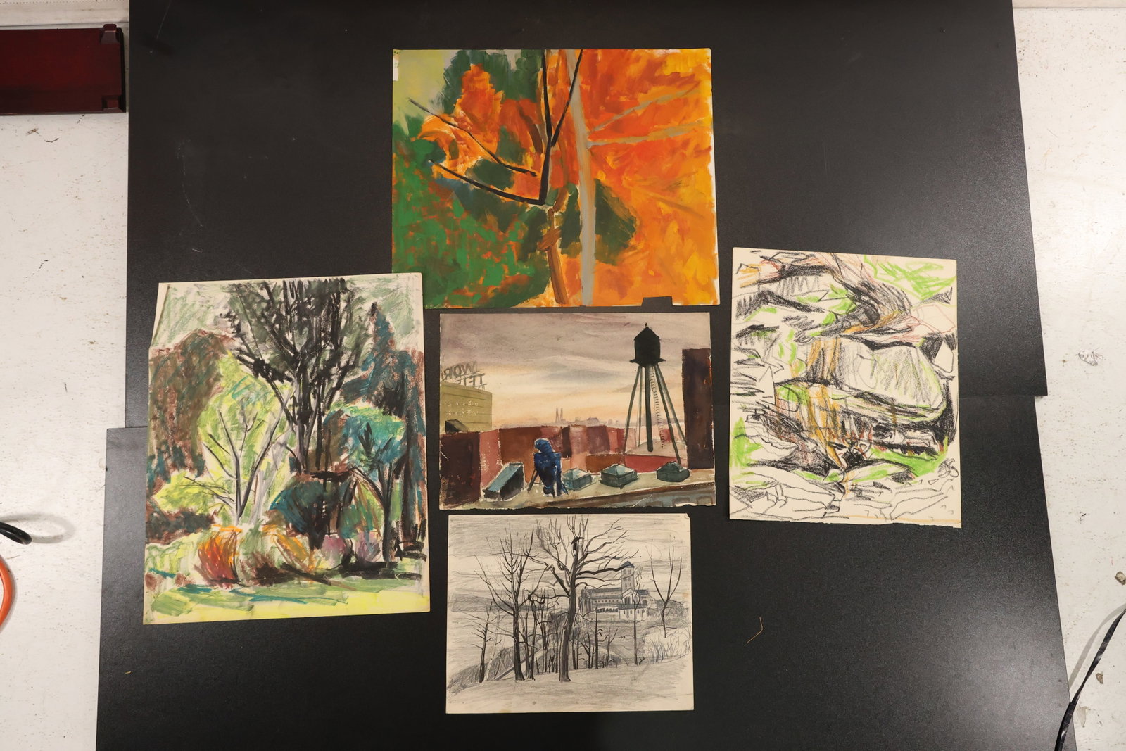 R. Angeloch Group of Landscape and Abstract Works on Paper (1 of 8)