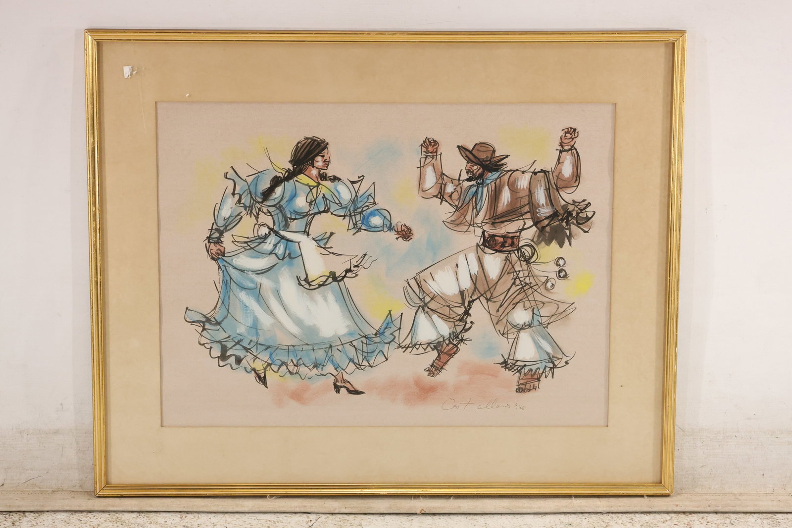 Elena Castellanos Signed Folk Dancers, 1970 (1 of 8)