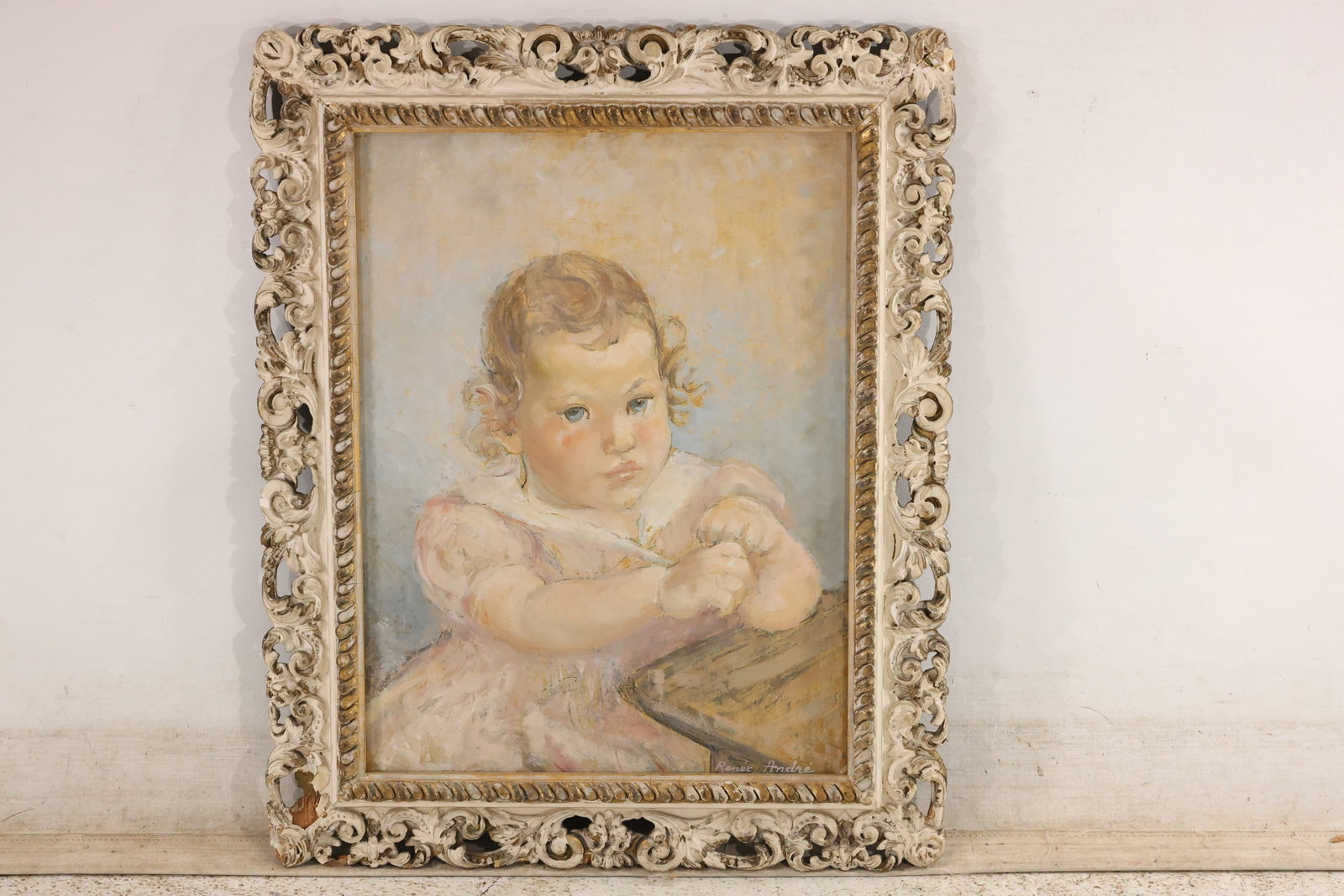 Renee Andre Candida Child Portrait 1936: Renee Andre Candida Child Portrait 1936 Size: 16 x 12 inches. Outside frame: 21 x 16 inches. Shelf ID: s:d2 **Pickup Notice:** This item requires a confirmed appointment for pickup. Pickup is availabl