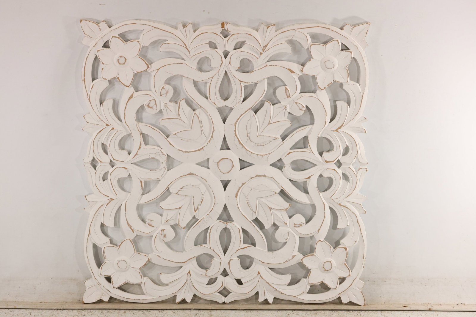 White Carved Wood Scrollwork Wall Panel (1 of 8)