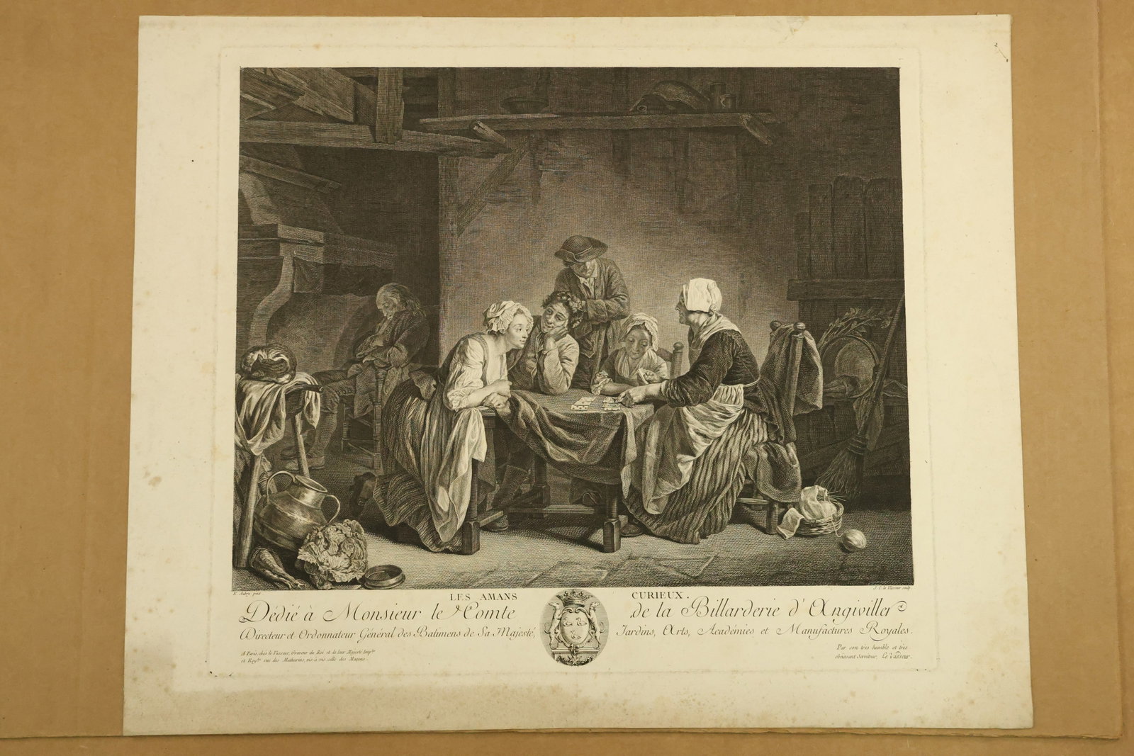 Les Amans Curieux Engraving after E Aubry by J C le Vasseur (1 of 8)