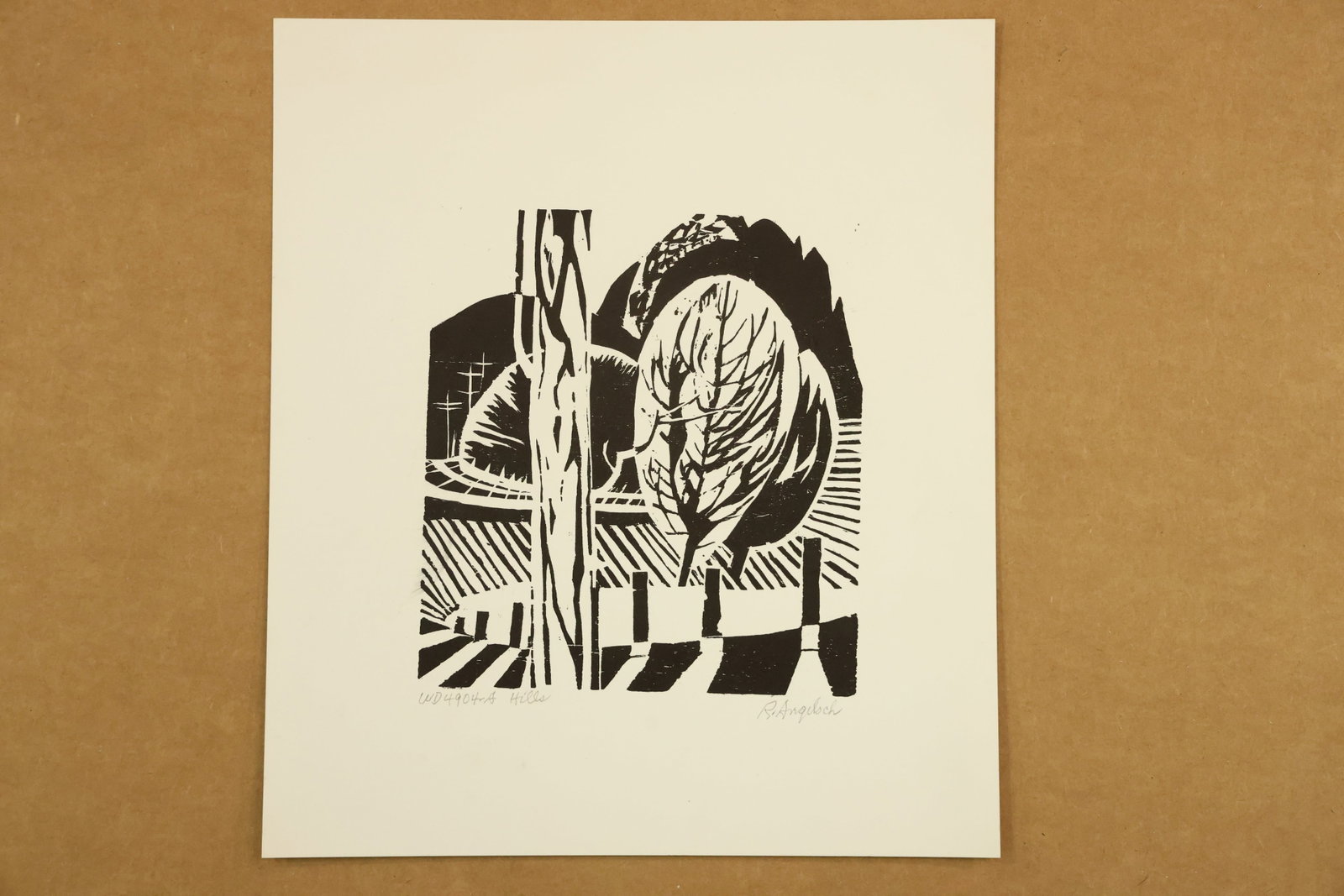 Hills Black and White Landscape Print Signed R Angeloch (1 of 5)