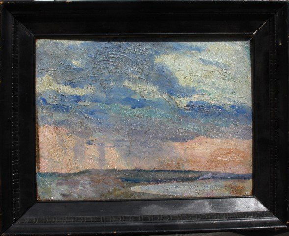 L F DORN 1926, Listed CT artist, IMPRESSIONISM SEASCAPE: LEO F DORN, 1879-1964 CT Listed Artist, signed L F DORN 1926, oil on board, IMPRESSIONISM SEASCAPE, very good condition, Measures: image 12" x 16", outer frame 16 1/4" x 20 1/4"