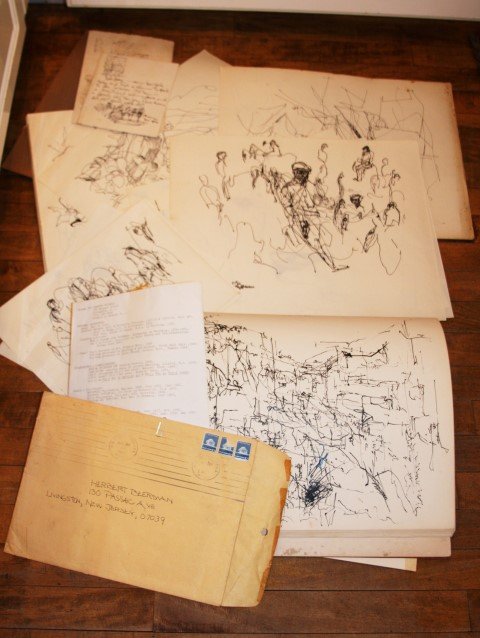 HERBERT BEERMAN ESTATE, Over 100 ABSTRACT INK DRAWINGS: HERBERT BEERMAN ESTATE, Over 100 ABSTRACT INK DRAWINGS.Vintage MID CENTURY MODERN ABSTRACT INK DRAWING by HERBERT BEERMAN, listed artist, ESTATE GROUP LOT OVER OVER 100 PIECES, sizes range from 9" x 1
