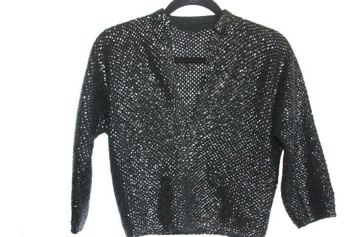 1940s-50s Black Beaded Sequin Jacket - size 6 (1 of 3)
