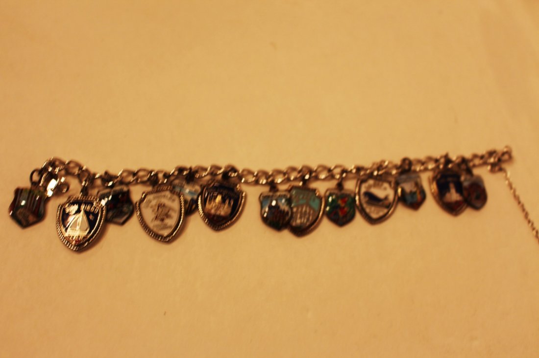 Sterling Charm Bracelet with 13 Charms, marked Sterling (1 of 7)
