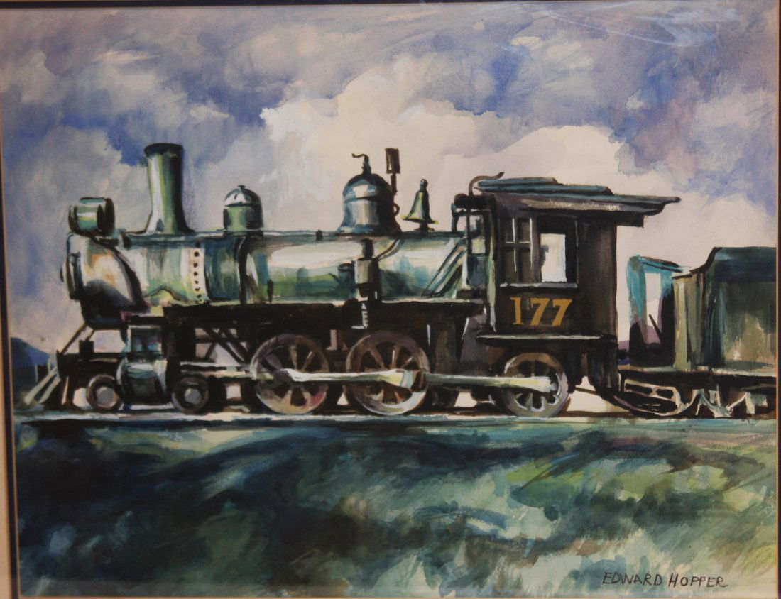 EDWARD HOPPER, watercolor, STEAM LOCOMOTIVE #177 (1 of 5)