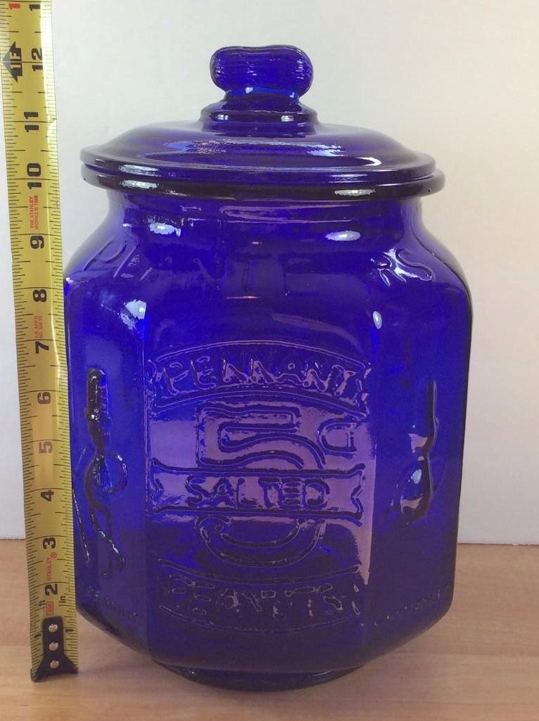 Cobalt Blue Peanut Jar
