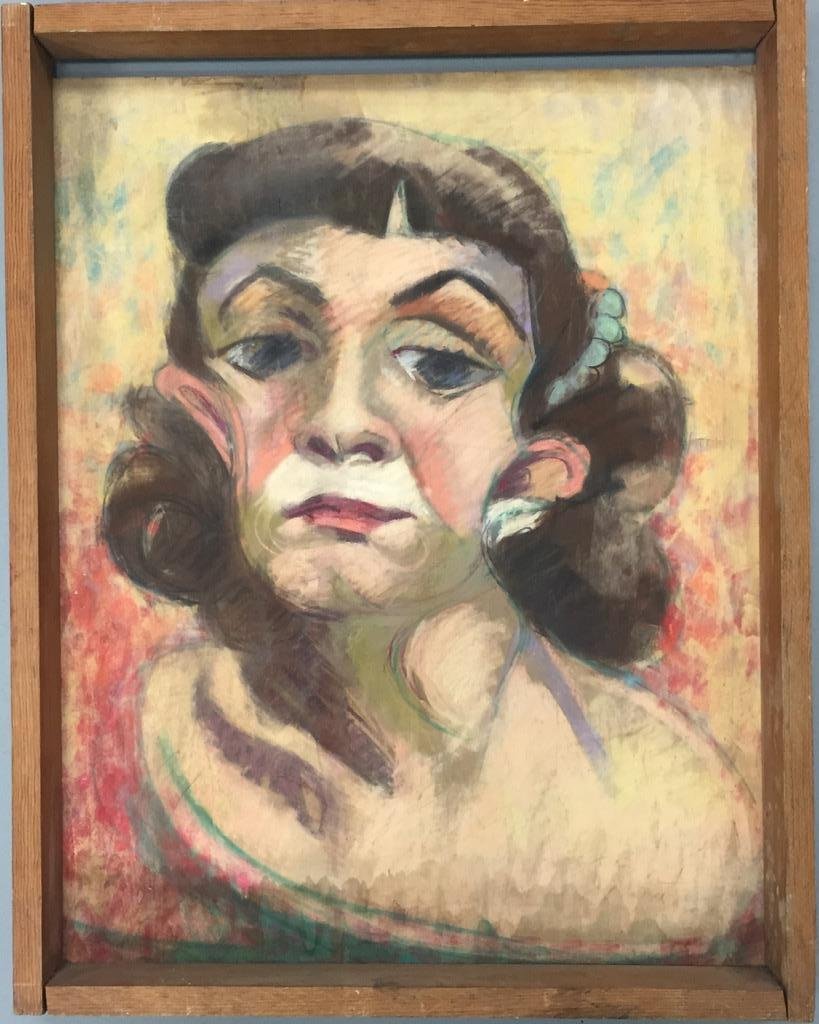 Self Portrait By Zoe Mozert in Pastel on Board: Self Portrait By Zoe Mozert in Pastel on Board Zoe Mozert was the only female Pin-up Artist in a Male dominated industry, famous for her work. Width: 20" Height: 25" Estimate: $1,500 In 1925 Mozert en
