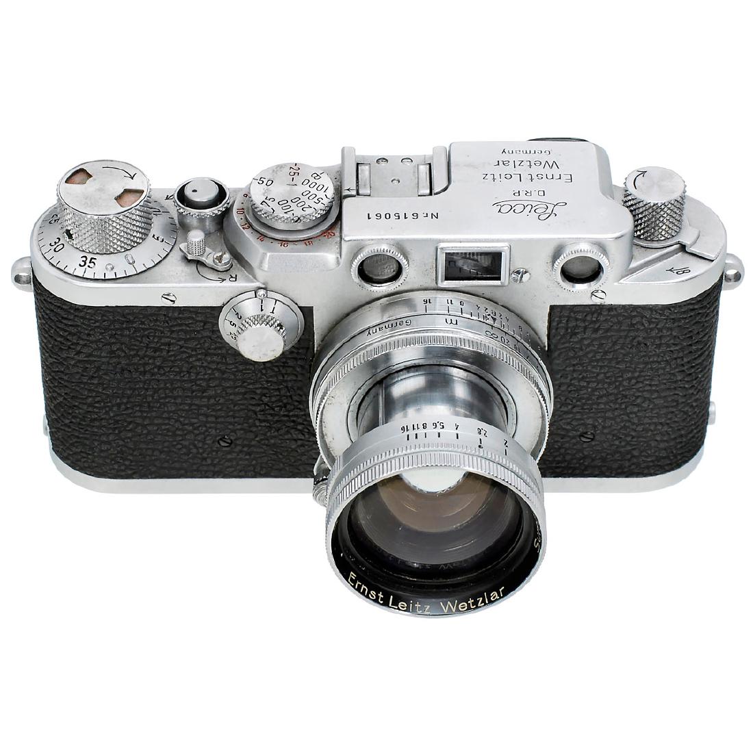 Leica IIIf with Summitar 2/5 cm, 1952: Leica IIIf with Summitar 2/5 cm, 1952 Leitz, Wetzlar. No. 615061, red-dial synchronization, version without self-timer. Summitar 2/5 cm, no. 936569, meter scale. Attractive Leica IIIf. Leica IIIf mit 