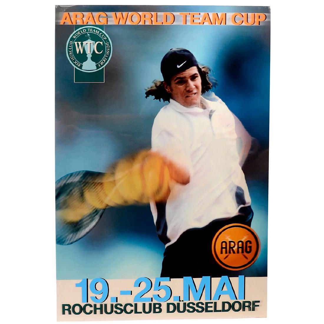 Large Advertisement in Lenticular Technics, 2002: Large Advertisement in Lenticular Technics, 2002 ARAG World Team Cup 2002 in Düsseldorf, lenticular photography for motion effect, depicting German tennis player Tommy Haas. Size of the poster approx