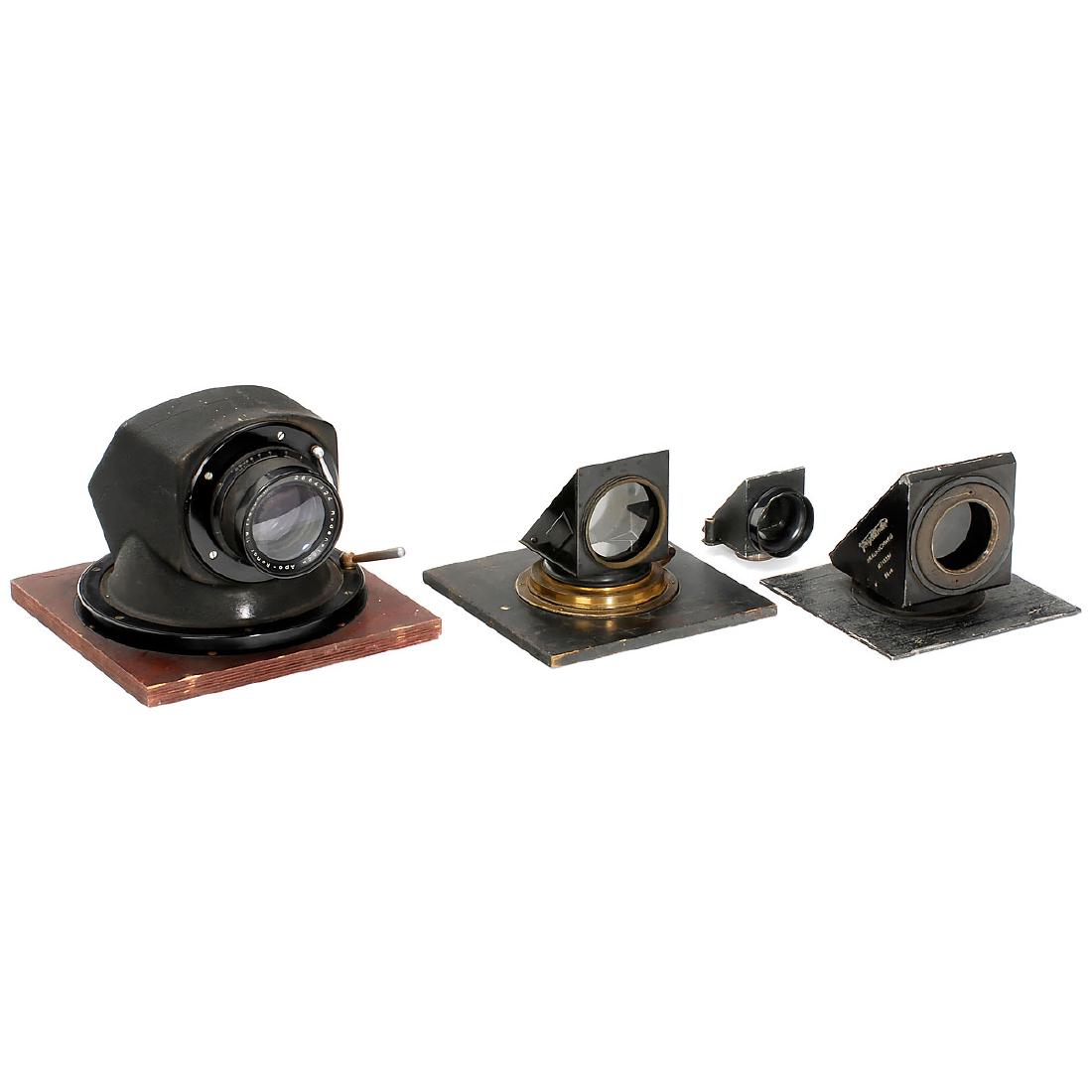 4 Square Prisms (Inclination Prisms): 4 Square Prisms (Inclination Prisms) 1) Carl Zeiss, Jena. "Prisma 75 mm", no. 915, prism diameter 3 1/6 in., mounted on board. – 2) Voigtländer & Sohn, Braunschweig. No. 118043, prism diameter 2