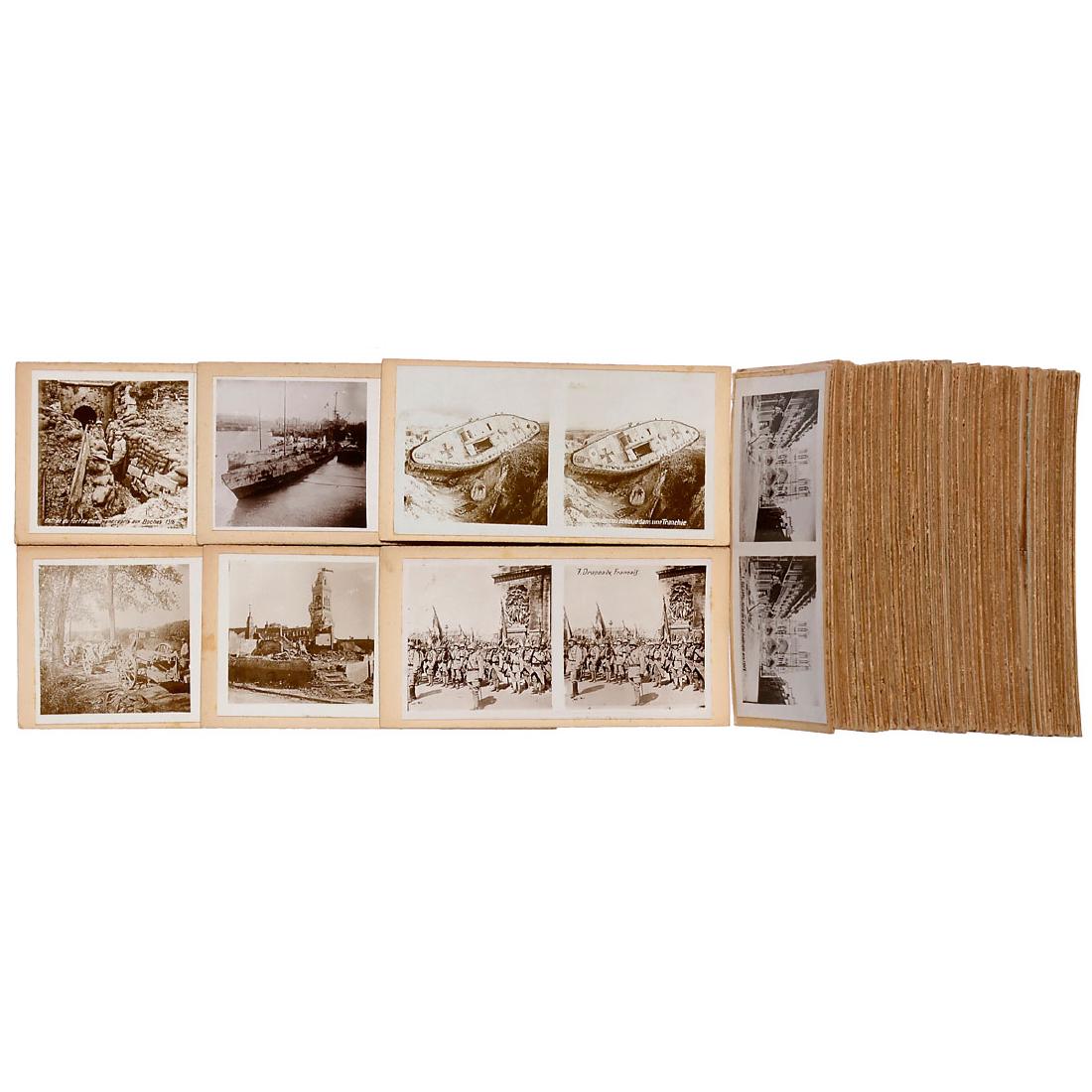 Stereo Cards 8,5 x 16,5 cm "WWI", France: Stereo Cards 8,5 x 16,5 cm "WWI", France Approx. 80 stereo prints of 7,5 x 15 cm on cardboard (8,5 x 16,5 cm), images from WWI in France. Stereokarten 8,5 x 16,5 cm "1. Weltkrieg", Frankreich Ca. 80 S