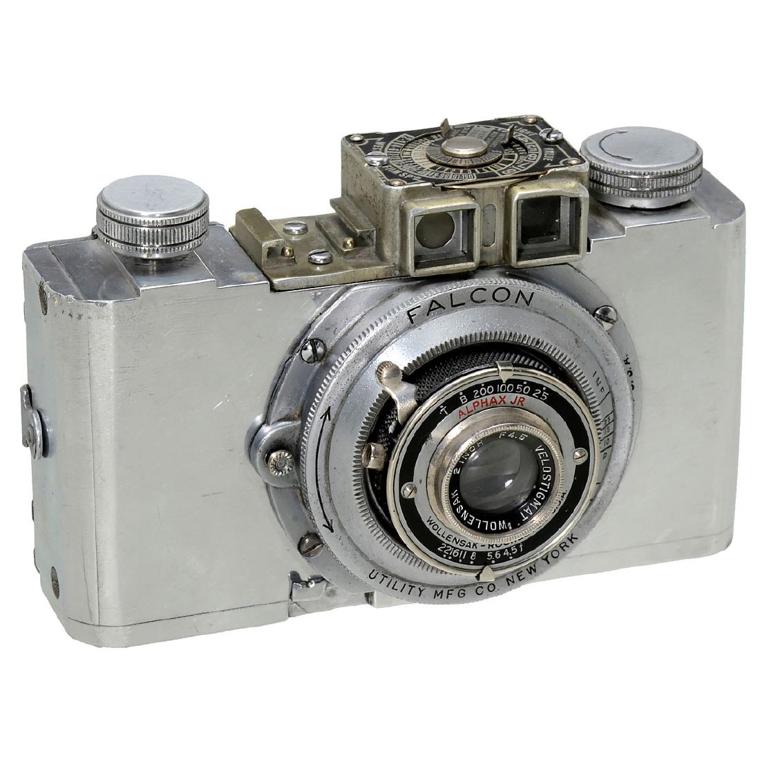 Falcon Special Prototype, 1939: Falcon Special Prototype, 1939 Utility Mfg. Co., New York. The Falcon Special production model has a bakelite body with cast-metal back. The example here is machined from pure aluminum. For 3 x 4 cm e